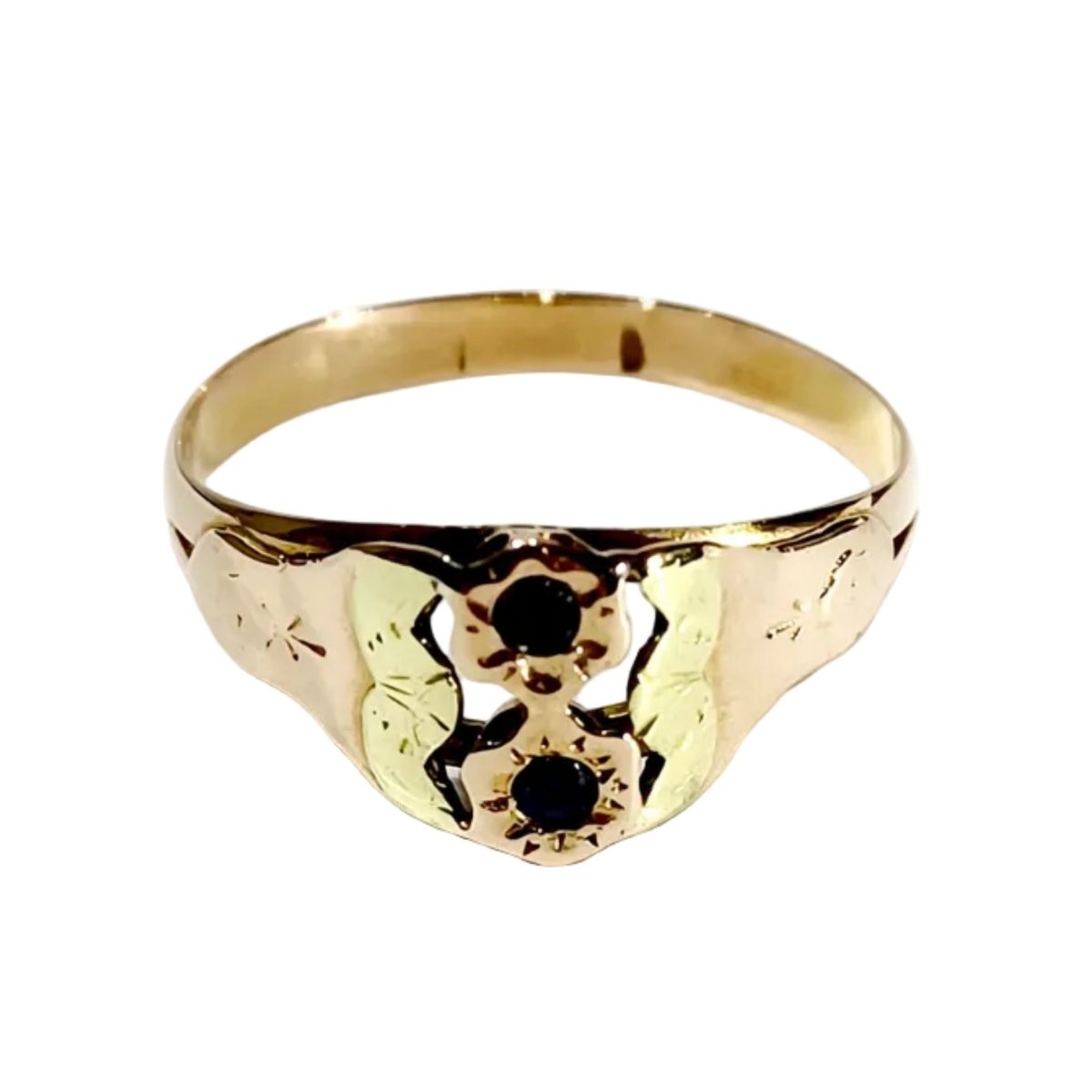 Bague en or jaune, or rose et saphirs - Castafiore