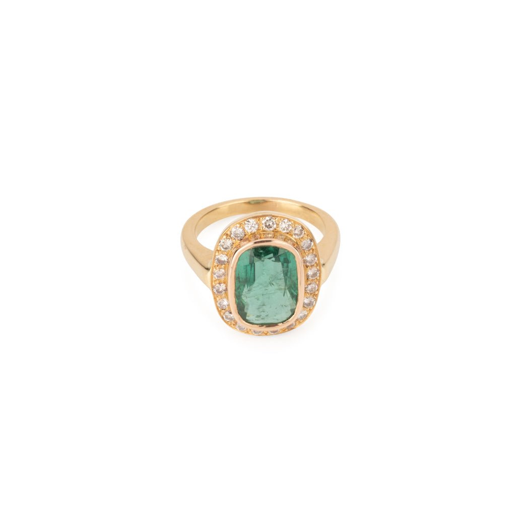 Bague en or jaune ornée d'une émeraude - Castafiore