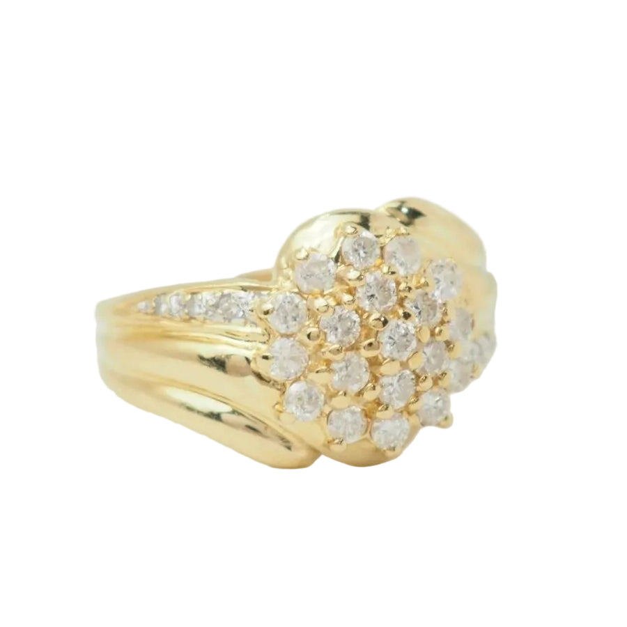 Bague en or jaune pavage de diamants - Castafiore
