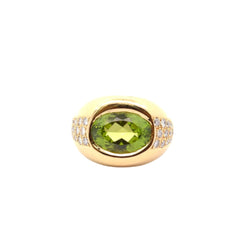 Bague en or jaune, péridot et diamants - Castafiore