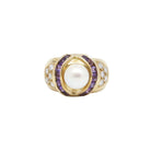 Bague en or jaune, perle, améthystes et diamants - Castafiore