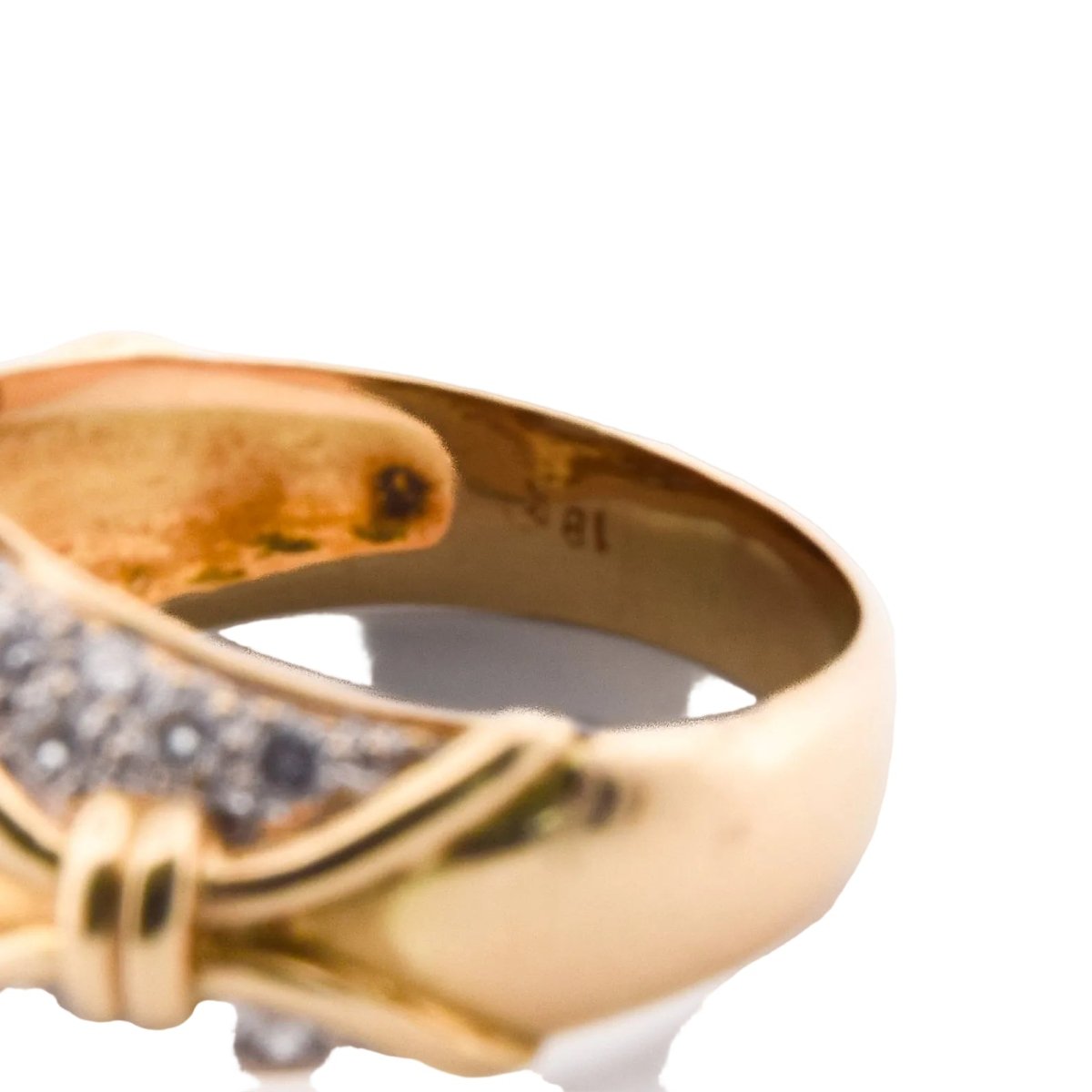 Bague en or jaune, perle et diamants - Castafiore