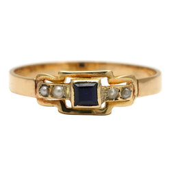 Bague en or jaune, perles et saphirs - Castafiore