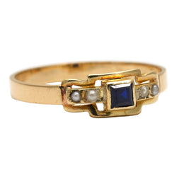 Bague en or jaune, perles et saphirs - Castafiore