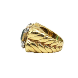 Bague en or jaune, platine, émeraude et diamants - Castafiore