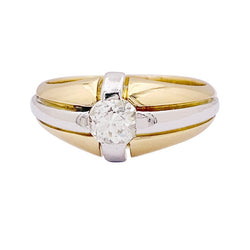 Bague en or jaune, platine et diamant - Castafiore