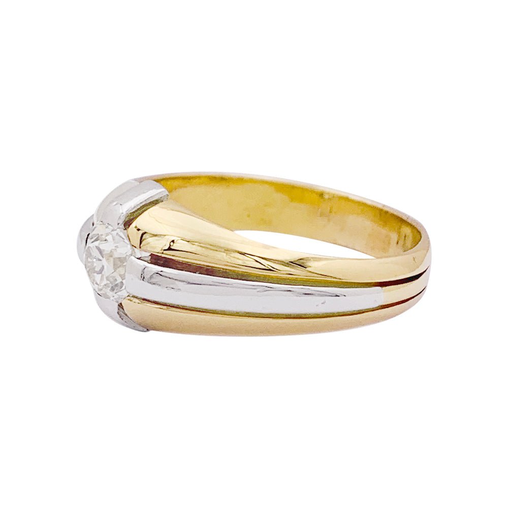 Bague en or jaune, platine et diamant - Castafiore