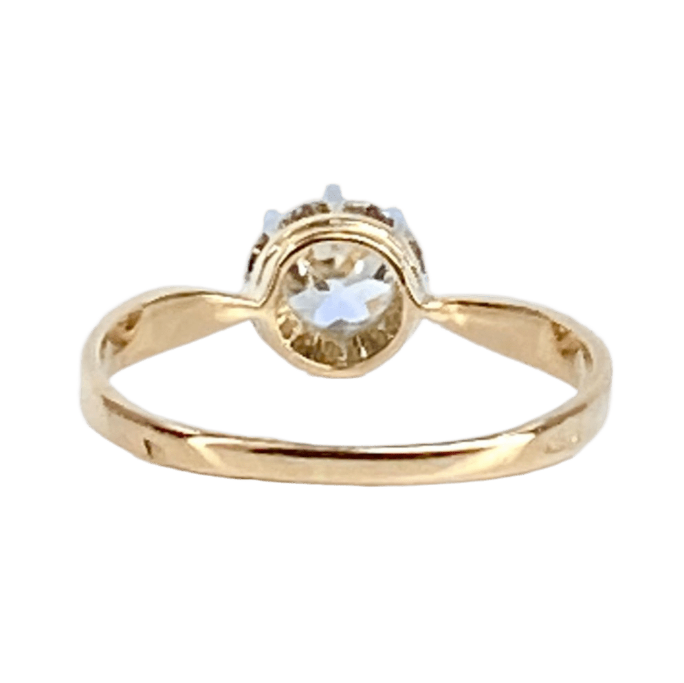 Bague en or jaune, platine et diamant - Castafiore