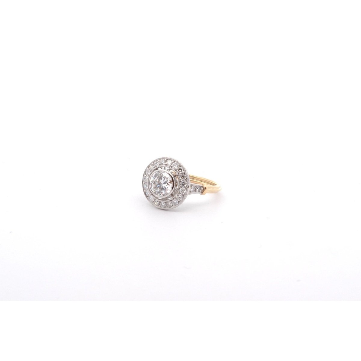 Bague en or jaune, platine et diamant - Castafiore