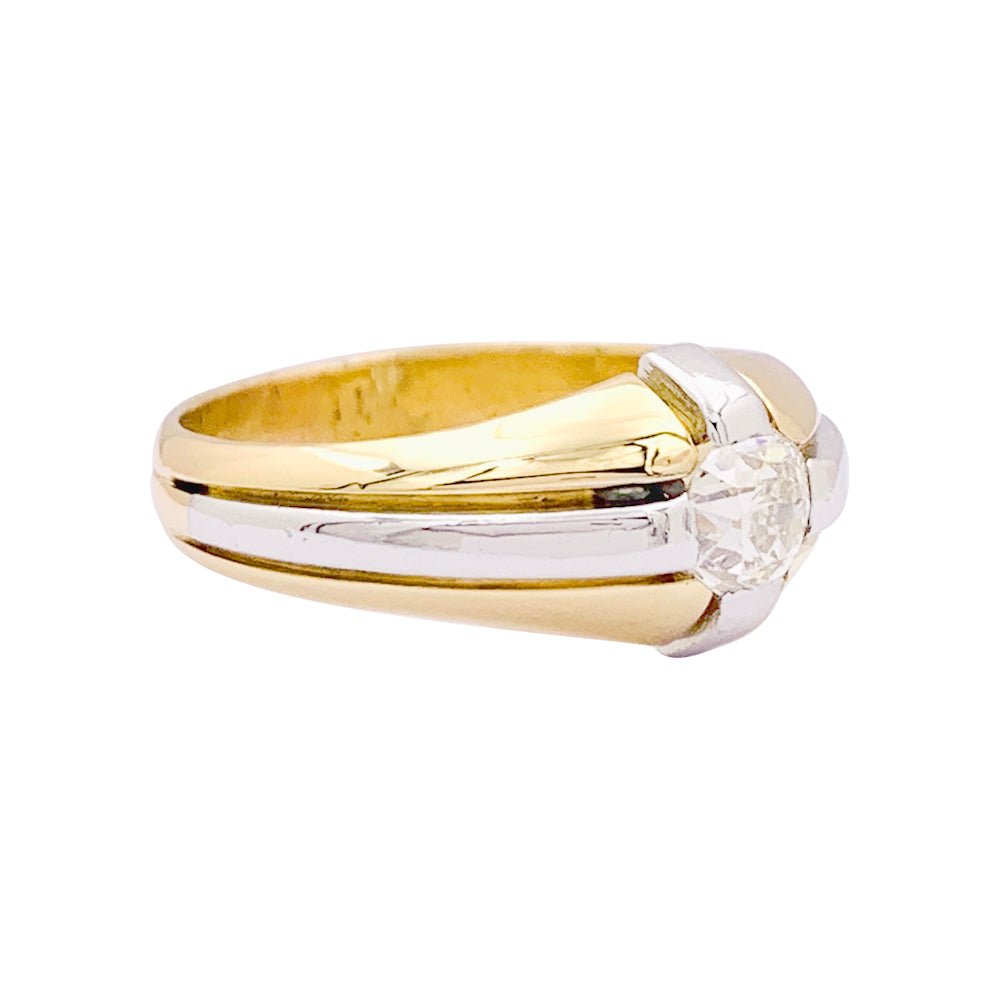 Bague en or jaune, platine et diamant - Castafiore