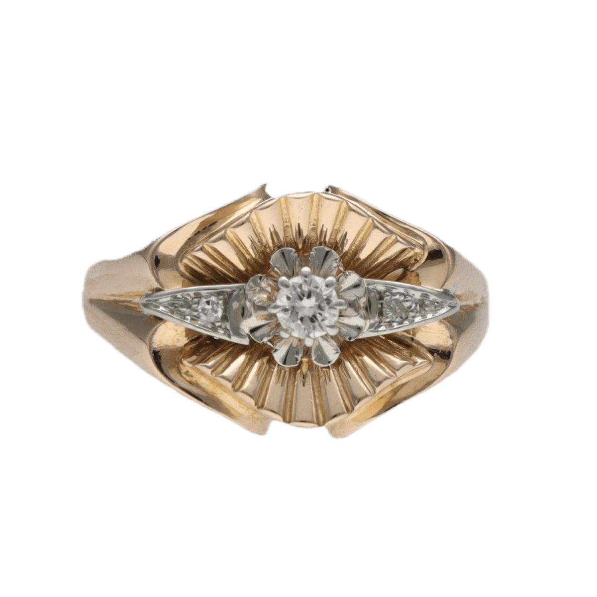 Bague en or jaune, platine et diamants - Castafiore