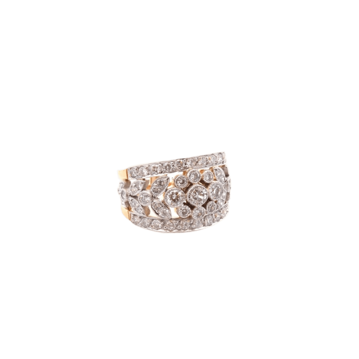 Bague en or jaune, platine et diamants - Castafiore