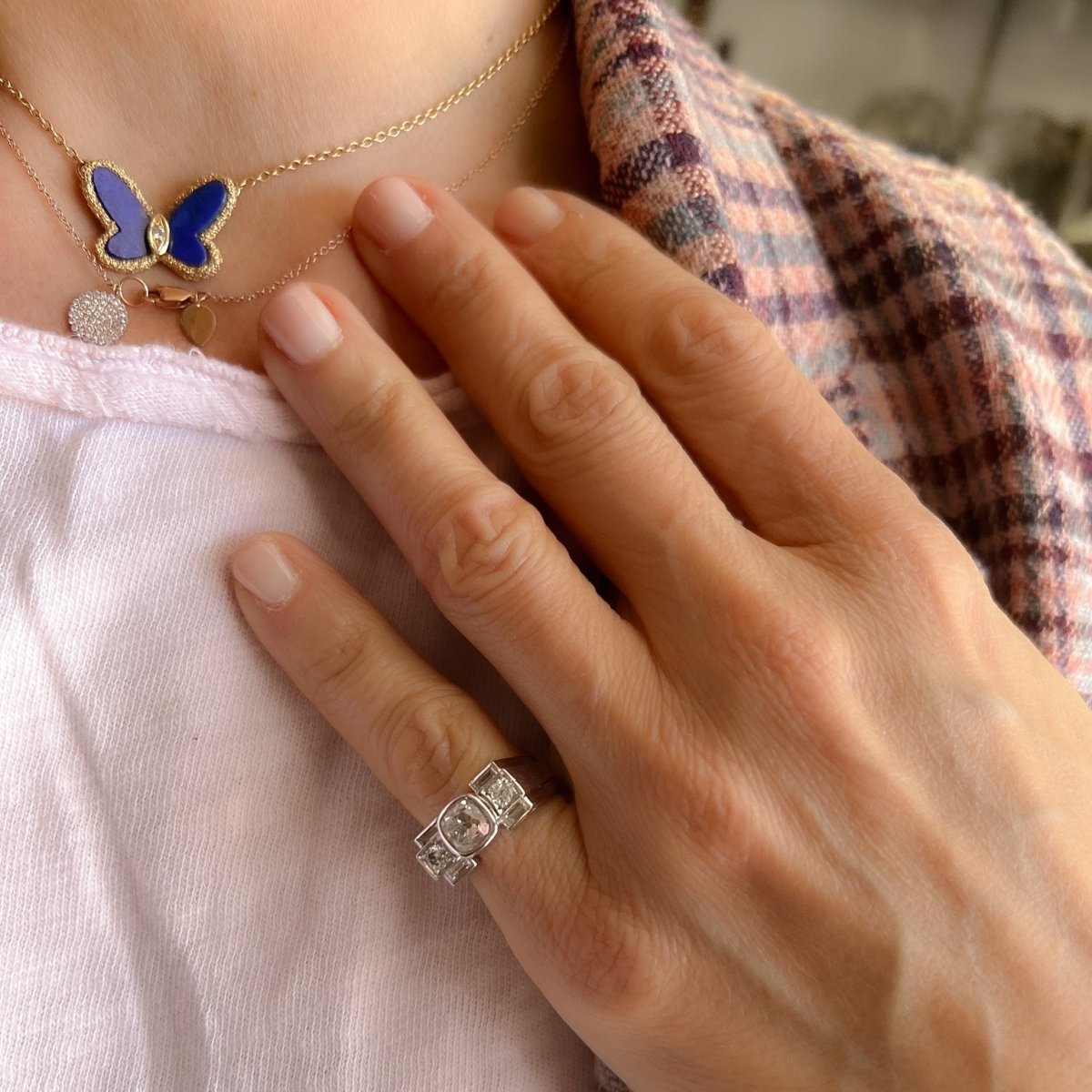 Bague en or jaune, platine et diamants - Castafiore