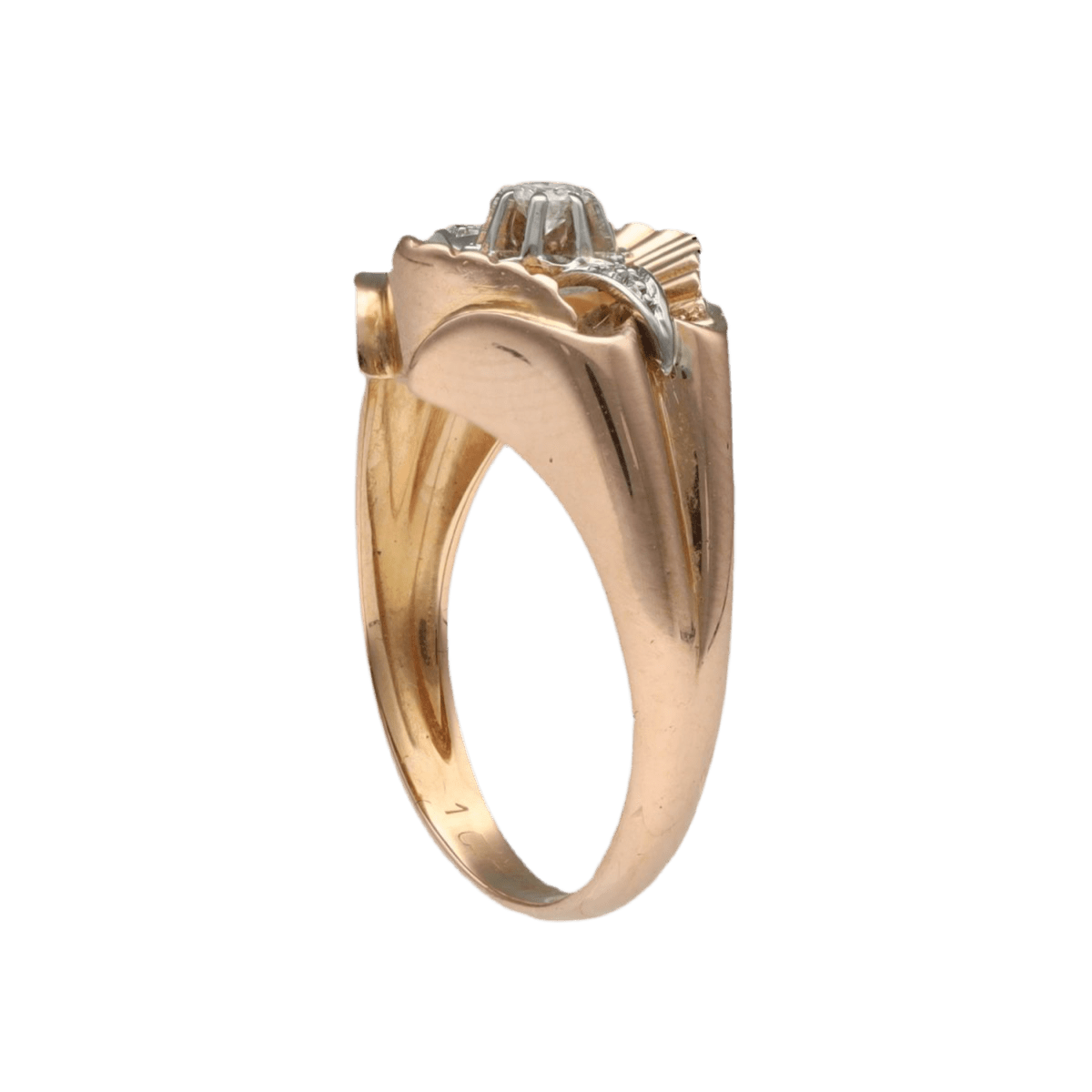 Bague en or jaune, platine et diamants - Castafiore