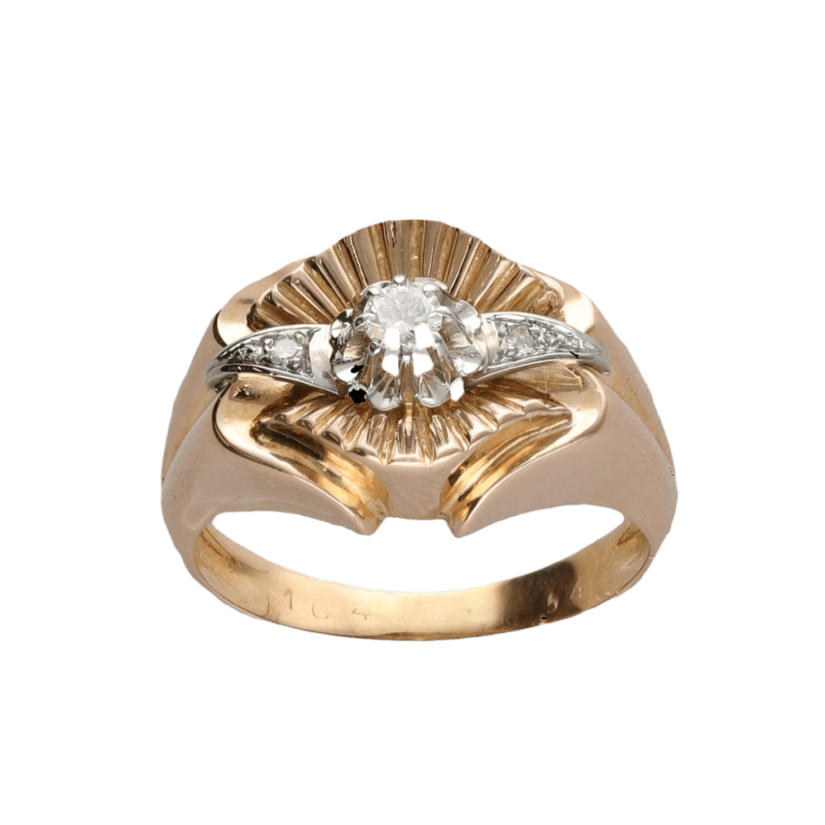 Bague en or jaune, platine et diamants - Castafiore