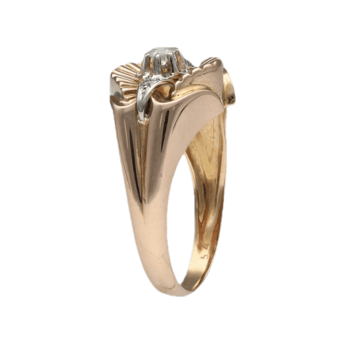 Bague en or jaune, platine et diamants - Castafiore