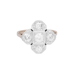 Bague en or jaune, platine et diamants - Castafiore