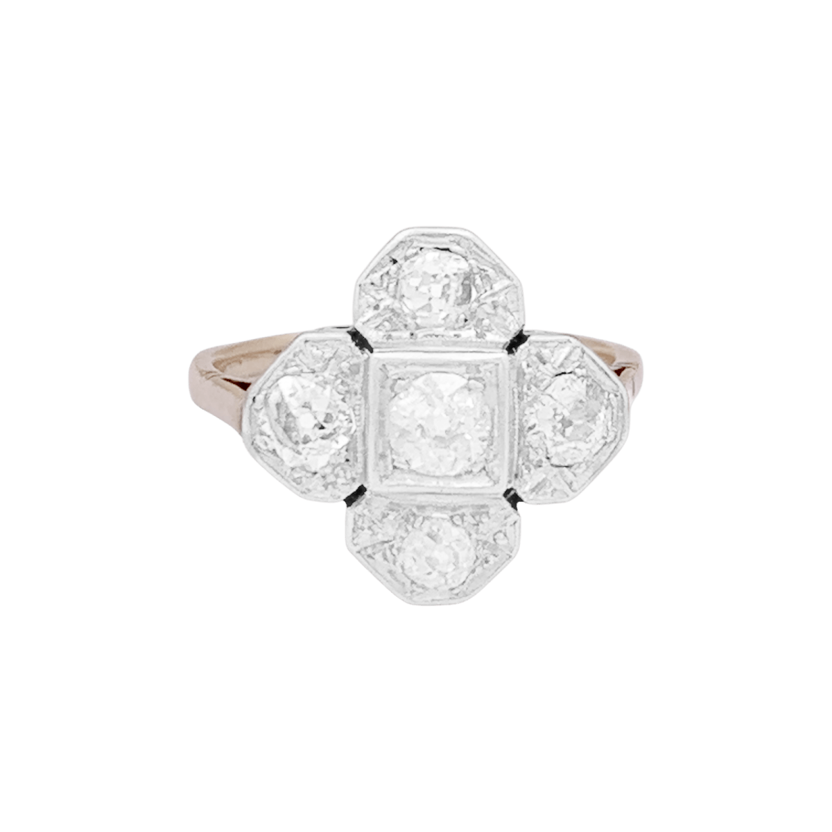 Bague en or jaune, platine et diamants - Castafiore