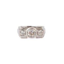 Bague en or jaune, platine et diamants - Castafiore