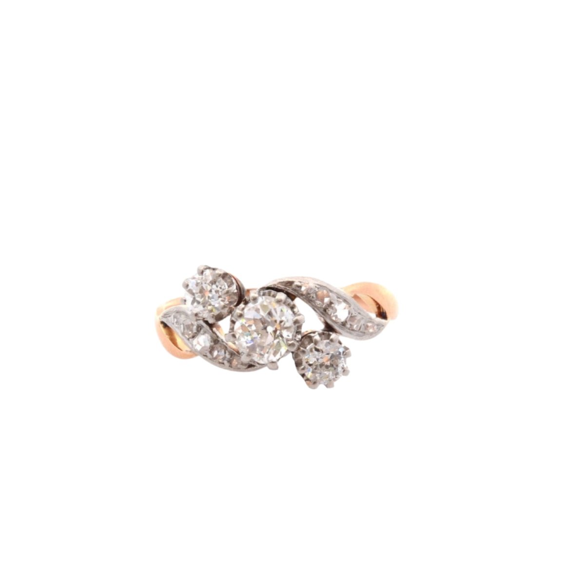 Bague en or jaune, platine et diamants - Castafiore