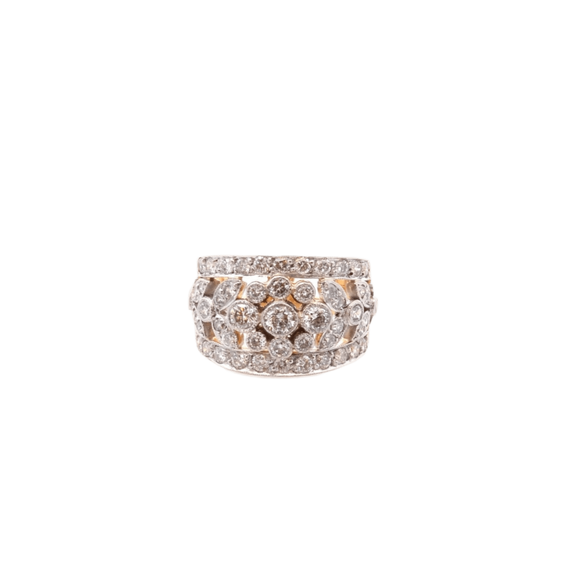 Bague en or jaune, platine et diamants - Castafiore