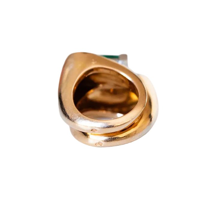 Bague en or jaune, platine et émeraude - Castafiore