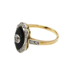 Bague en or jaune, platine, onyx et diamants - Castafiore