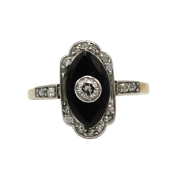 Bague en or jaune, platine, onyx et diamants - Castafiore