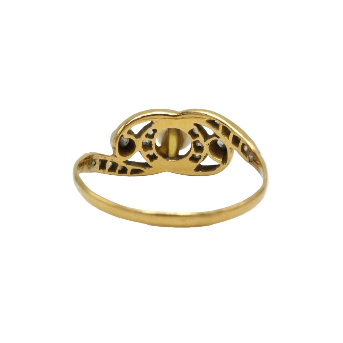 Bague en or jaune, platine, perle et diamants - Castafiore