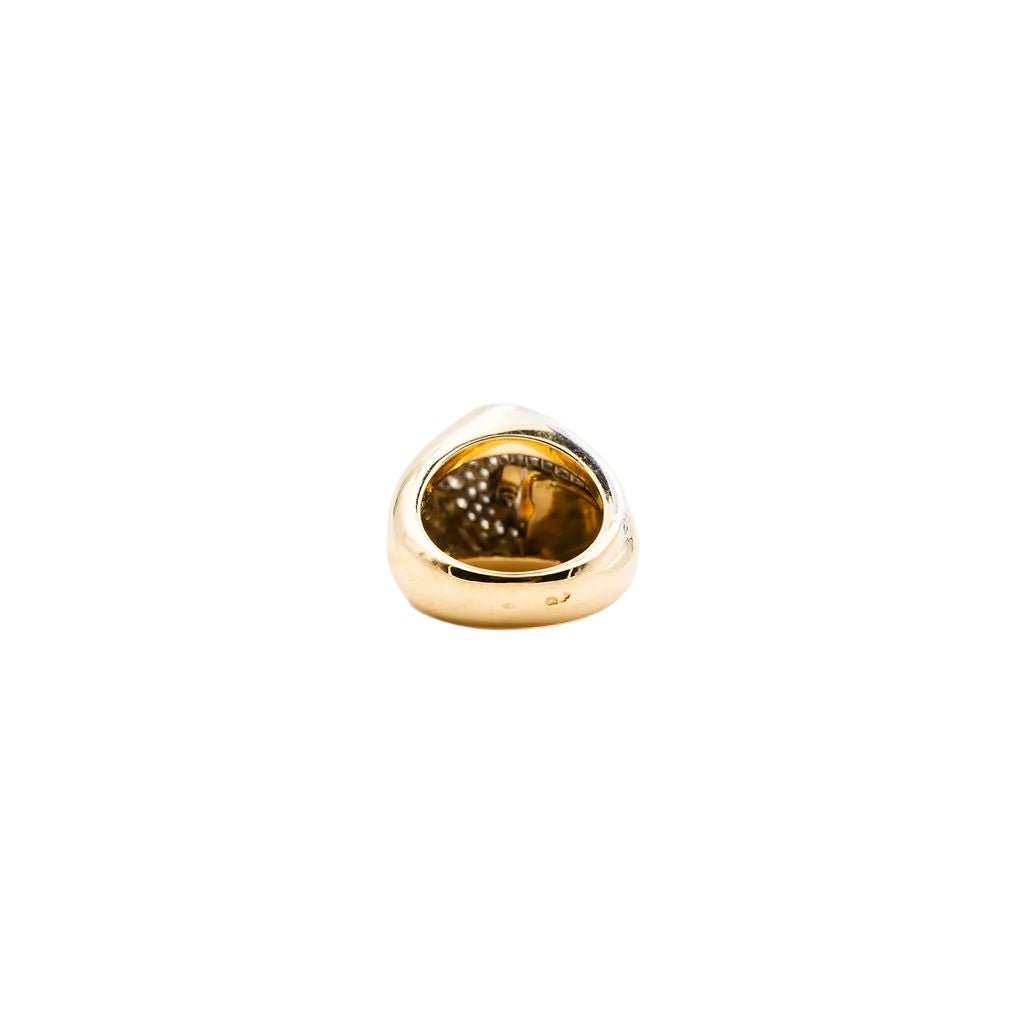 Bague en or jaune, platine, perle et diamants