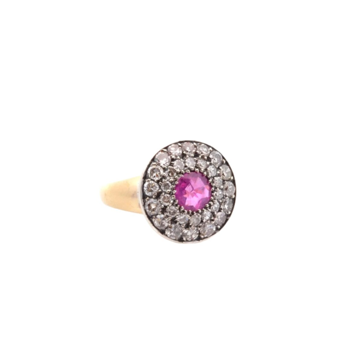 Bague en or jaune, platine, rubis et diamants - Castafiore