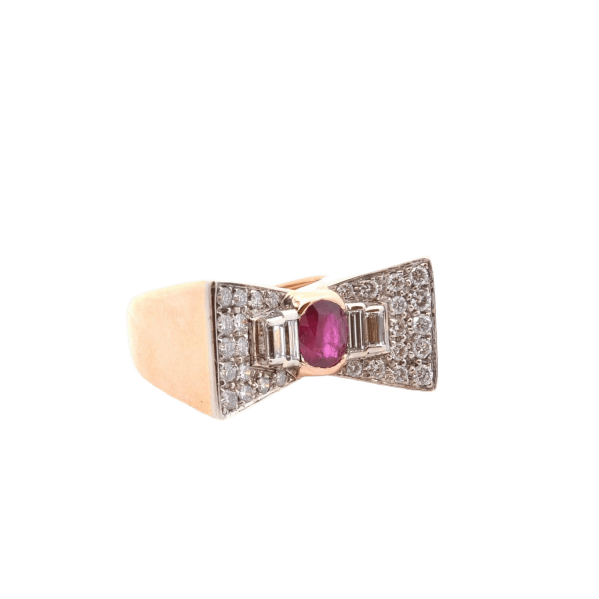 Bague en or jaune, platine, rubis et diamants - Castafiore