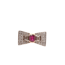 Bague en or jaune, platine, rubis et diamants - Castafiore