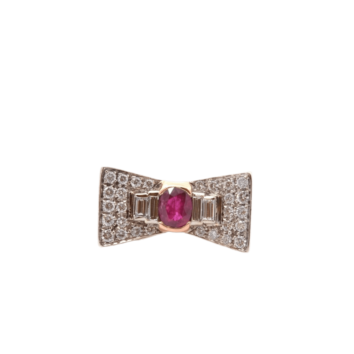 Bague en or jaune, platine, rubis et diamants - Castafiore