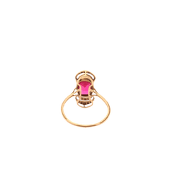 Bague en or jaune, platine, rubis et diamants - Castafiore