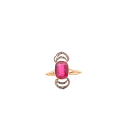 Bague en or jaune, platine, rubis et diamants - Castafiore