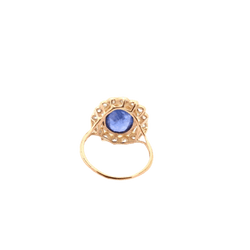 Bague en or jaune, platine, saphir et diamants - Castafiore