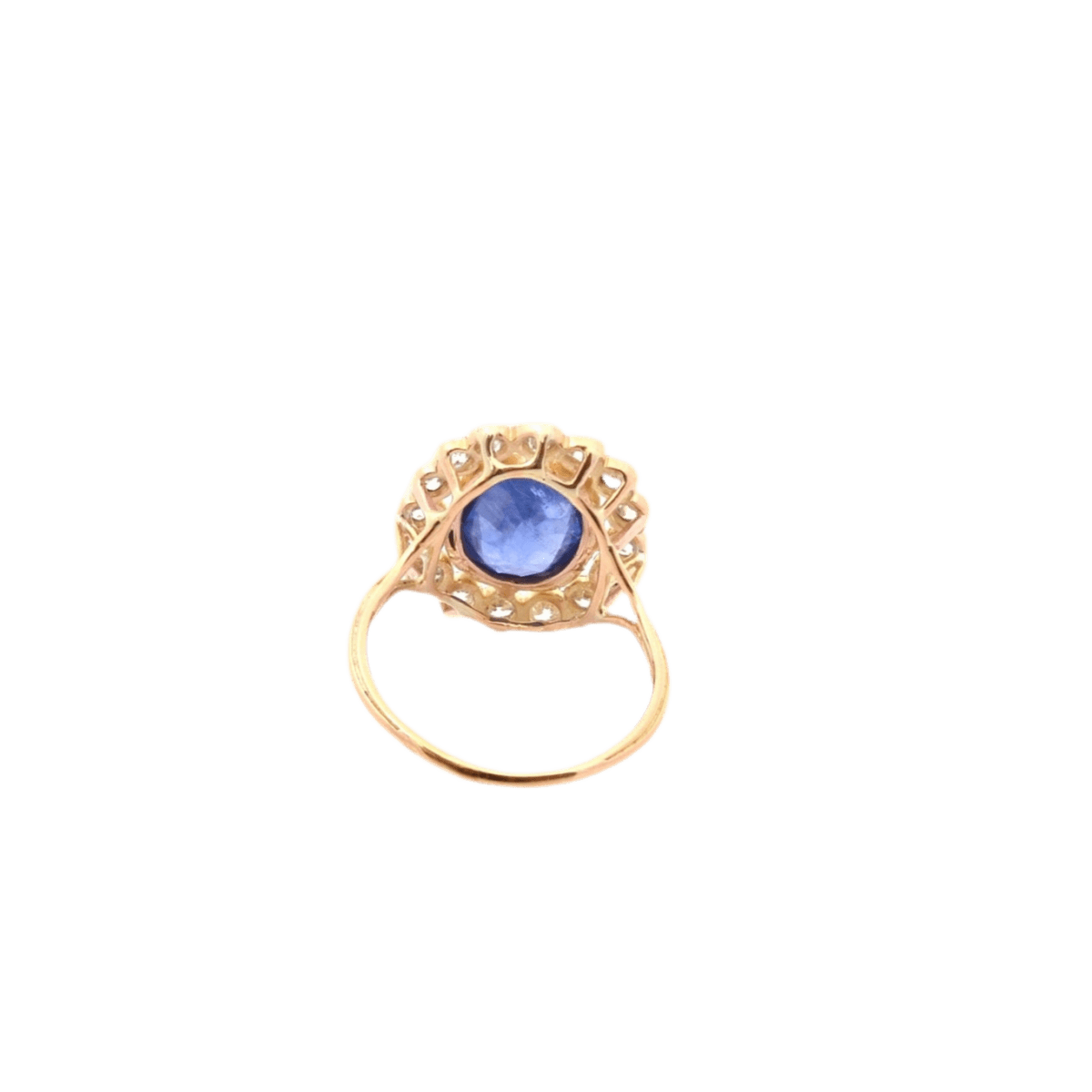 Bague en or jaune, platine, saphir et diamants - Castafiore