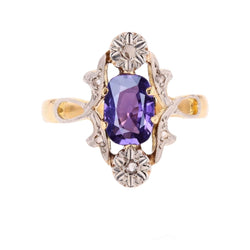 Bague en or jaune, platine, saphir et diamants - Castafiore