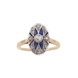 Bague en or jaune, platine, saphirs, et diamants - Castafiore
