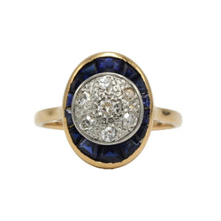 Bague en or jaune, platine, saphirs et diamants - Castafiore