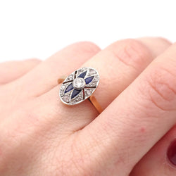Bague en or jaune, platine, saphirs, et diamants - Castafiore