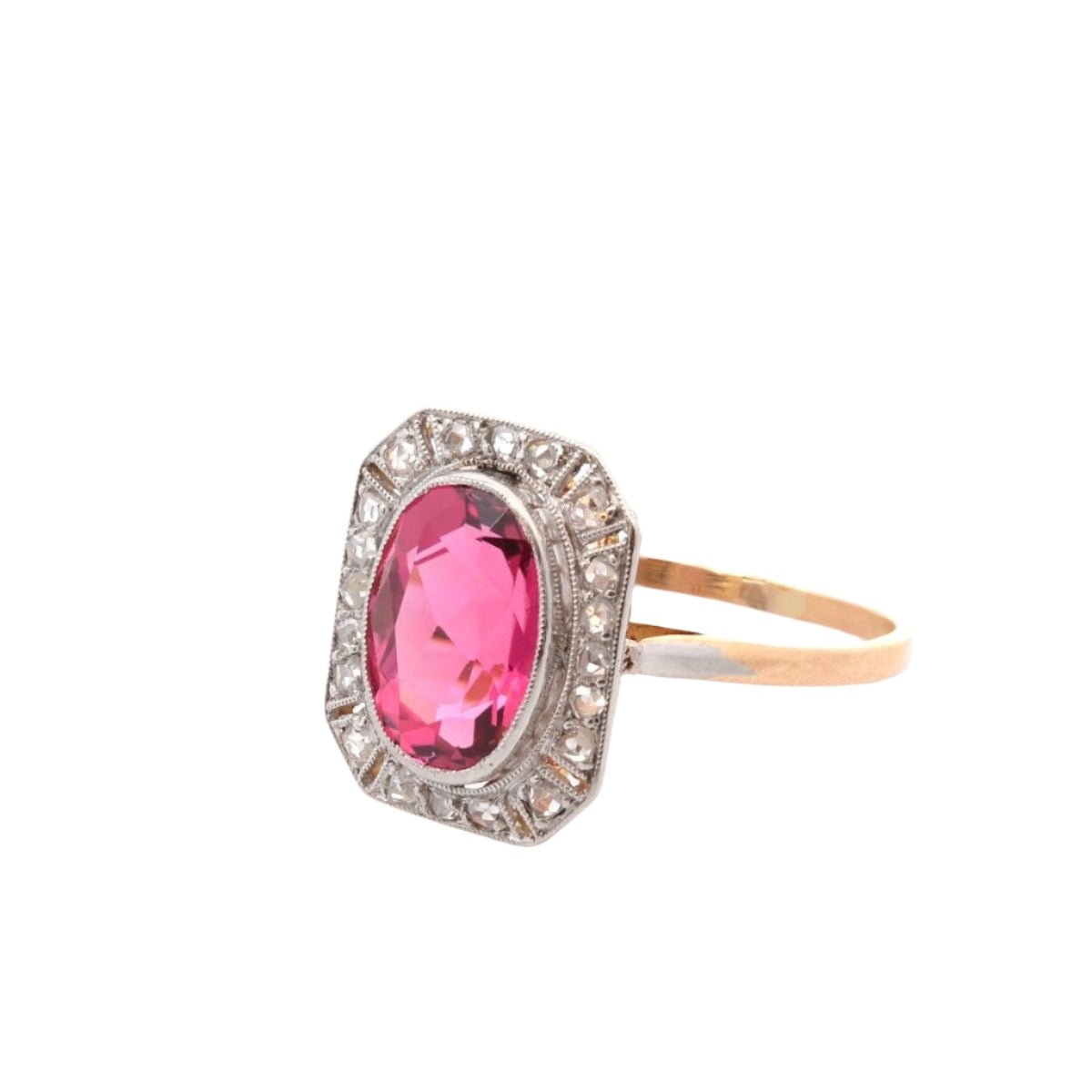 Bague en or jaune, platine, tourmaline et diamants - Castafiore