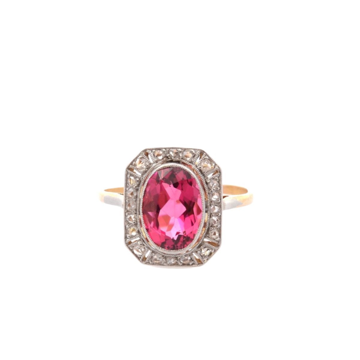 Bague en or jaune, platine, tourmaline et diamants - Castafiore
