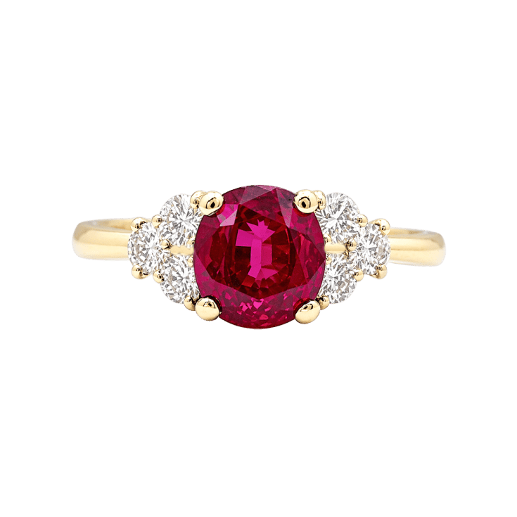 Bague en or jaune, rubis et diamants - Castafiore
