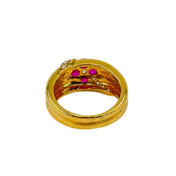 Bague en or jaune, rubis et diamants - Castafiore