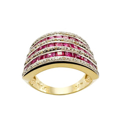 Bague en or jaune, rubis et diamants - Castafiore