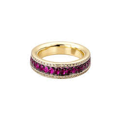 Bague en or jaune, rubis et diamants - Castafiore