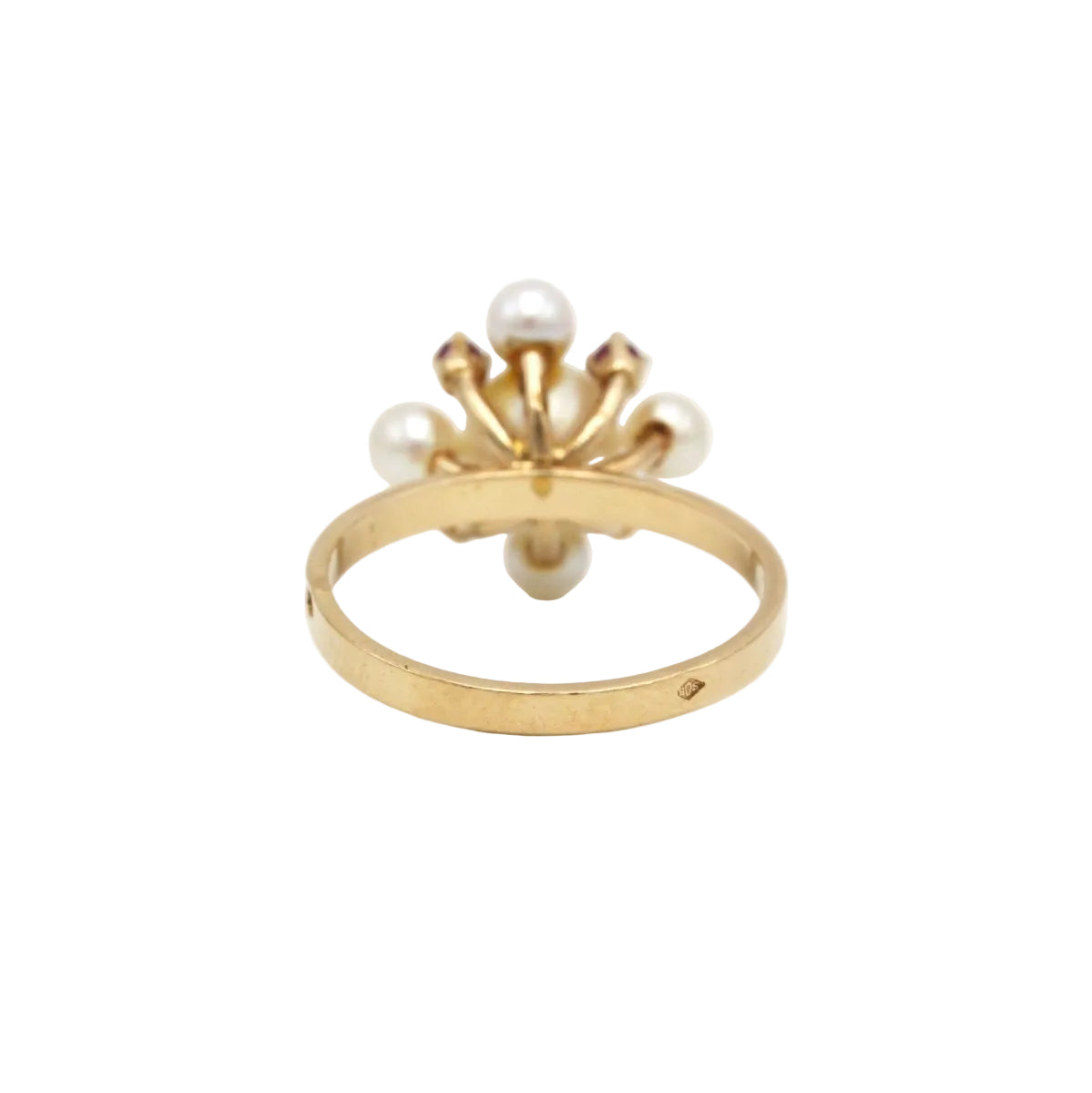 Bague en or jaune, rubis et perles - Castafiore