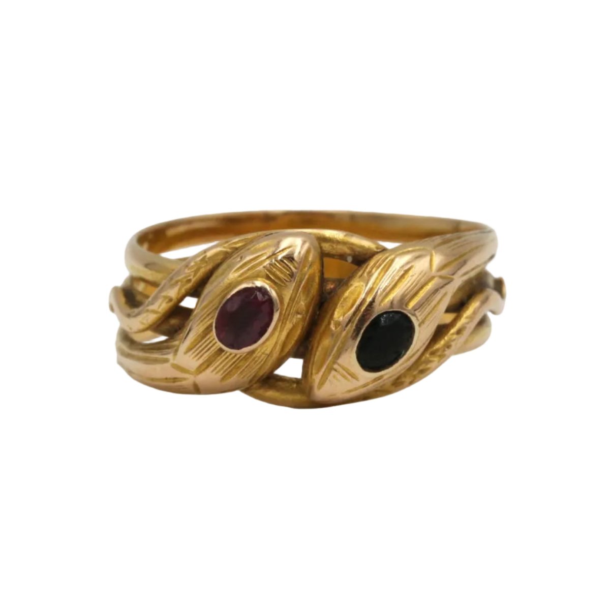 Bague en or jaune, rubis et saphir - Castafiore